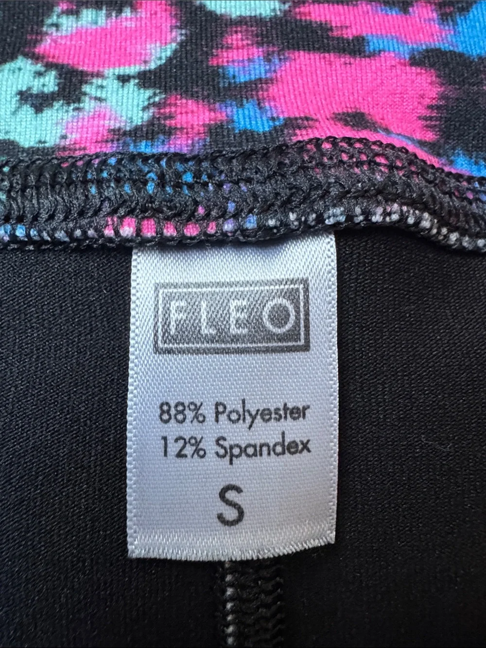 FLEO Neon Leopard Spandex Workout Shorts Vibrant Animal Print Size S